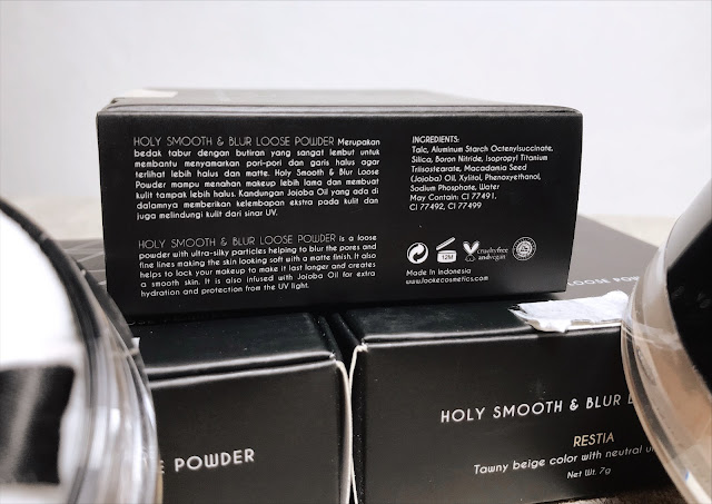 review loose powder looke, bedak tabur untuk kulit berminyak, bedak untuk kulit berminyak, holy smooth and blur loose powder, bedak Looke, bedak tabur looke